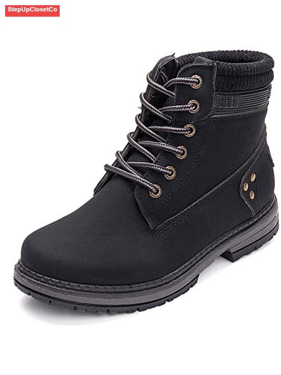 Shoes - Women's Waterproof Lace-Up Hiking Combat Ankle Boots Low Heel Memory Foam